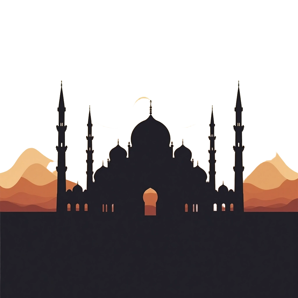 Silhouette of a Mosque at Dusk